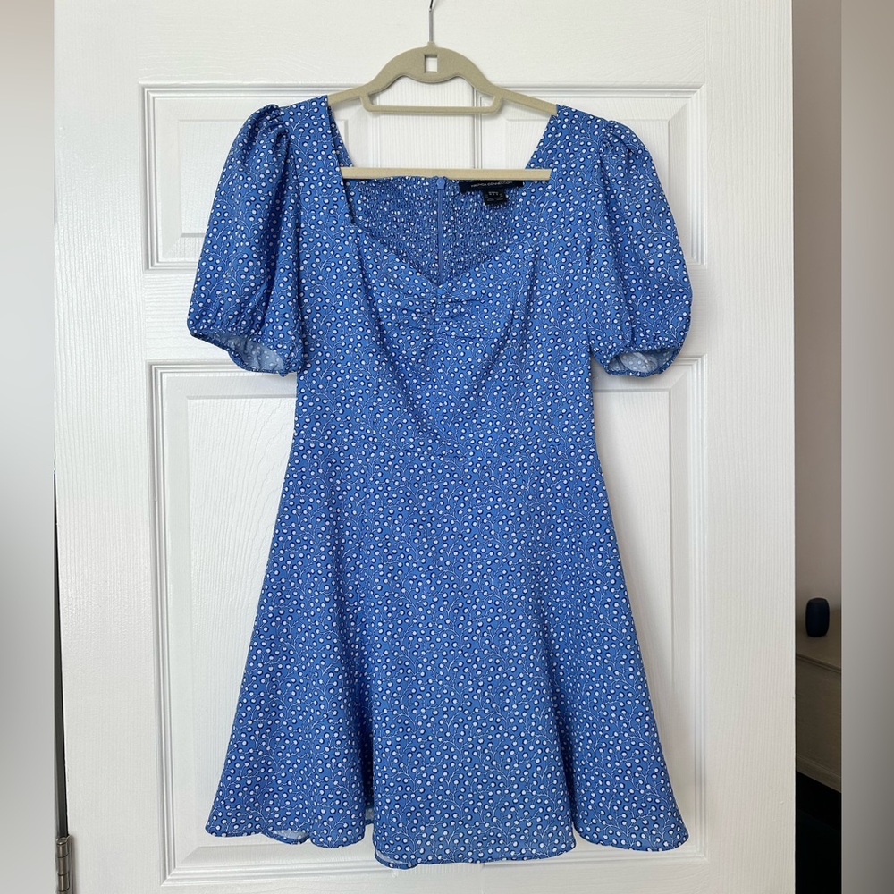 French Connection Blue Dress with White Floral